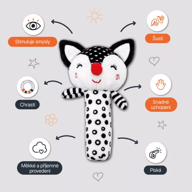 Zopa Kontrasztos fejlesztő csipogó játék Fox