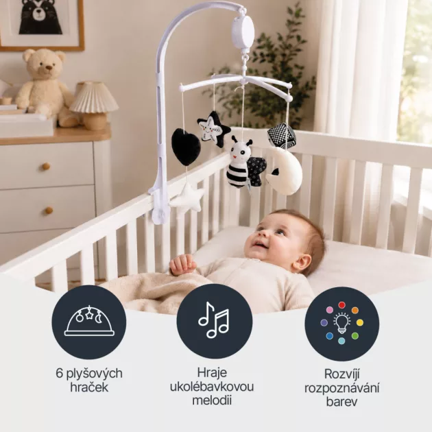 ZOPA Kontrasztos fejlesztő zenélő forgó Bee