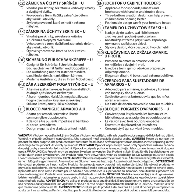 Zopa U alakú szekrényfogantyú-zár - White/Grey