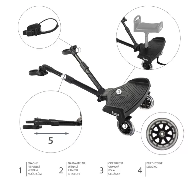 Zopa Segboard 2 fellépő babakocsihoz - Black