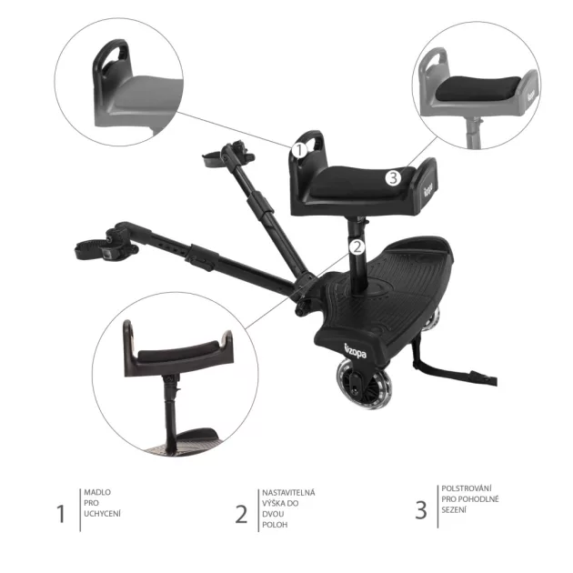 Zopa Segboard 2 ülés a babakocsi fellépőhöz - Black