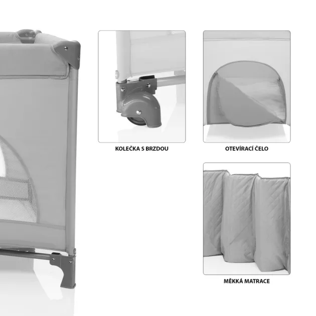Zopa Lely utazóágy - Antracit Grey