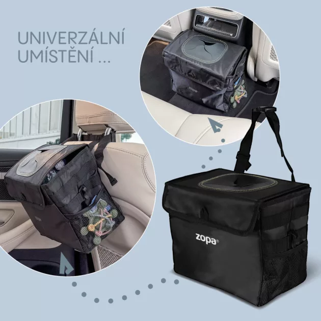 Zopa Vízálló autós hulladékgyűjtő fedéllel - Black