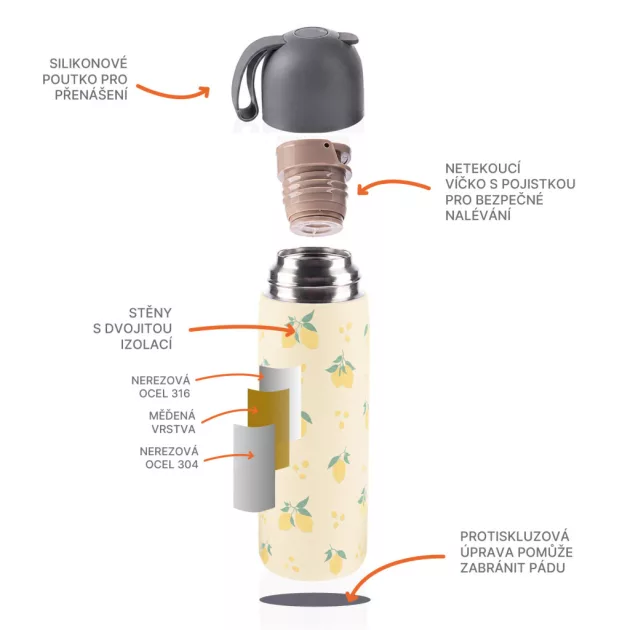 ZOPA 400 ml-es termosz szilikon fogantyúval Limoncello