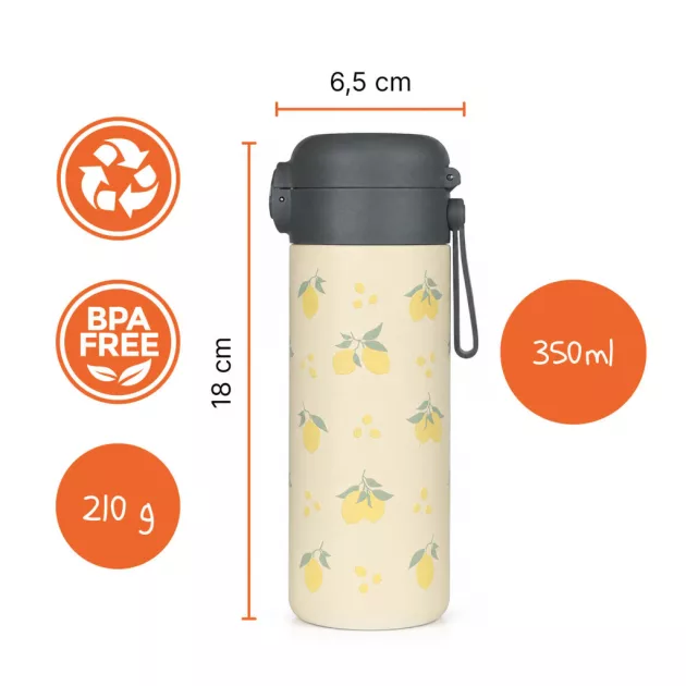 ZOPA 350 ml-es termosz szívószállal és szilikon fogantyúval Wild Gepard