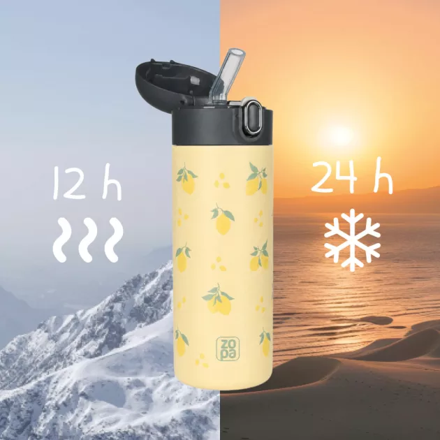 ZOPA 400 ml-es termosz szívószállal Limoncello