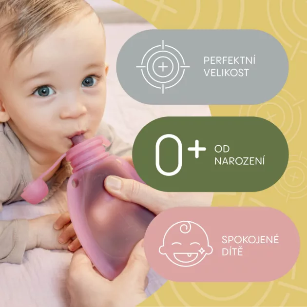 Zopa Szilikon újratölthető bébiétel tasak - Transparent Green