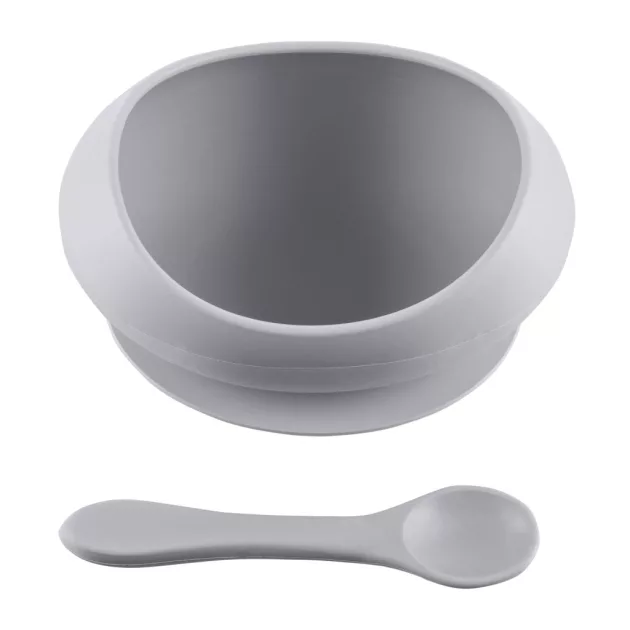 Zopa Szilikon tál tapadókoronggal és kanállal - Dove Grey