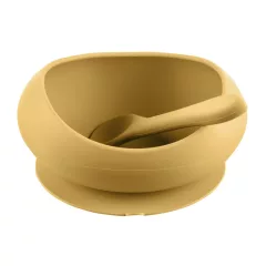   Zopa Szilikon tál tapadókoronggal és kanállal - Mustard Yellow