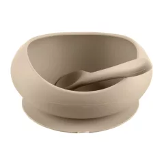   Zopa Szilikon tál tapadókoronggal és kanállal - Sand Beige
