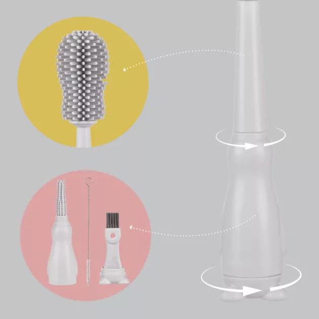 Zopa Szilikon palacktisztító kefe 3az1-ben - Light Grey