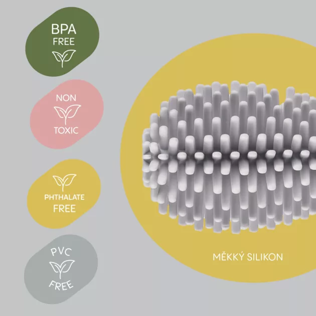 Zopa Szilikon palacktisztító kefe 3az1-ben - Light Grey
