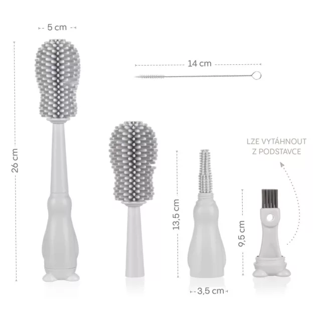 Zopa Szilikon palacktisztító kefe 3az1-ben - Light Grey