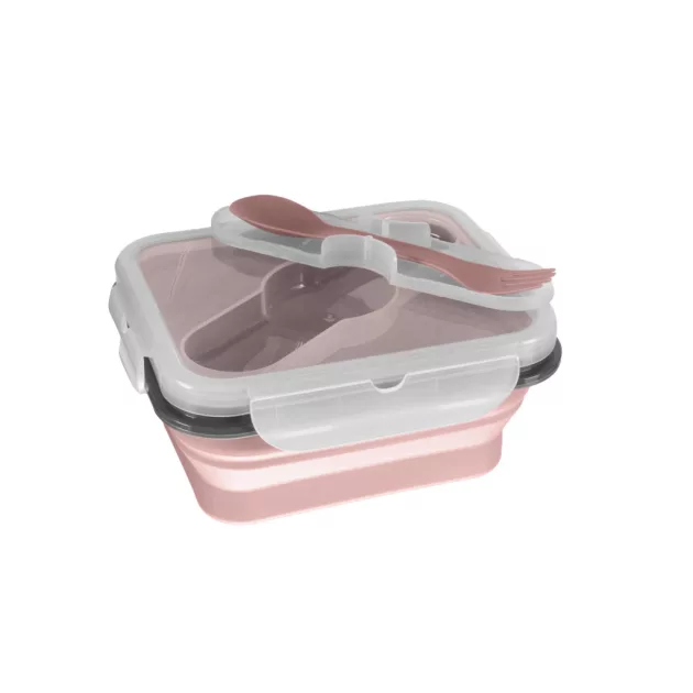 Zopa Szilikon uzsonnásdoboz kis kanállal (kicsi) - Old Pink