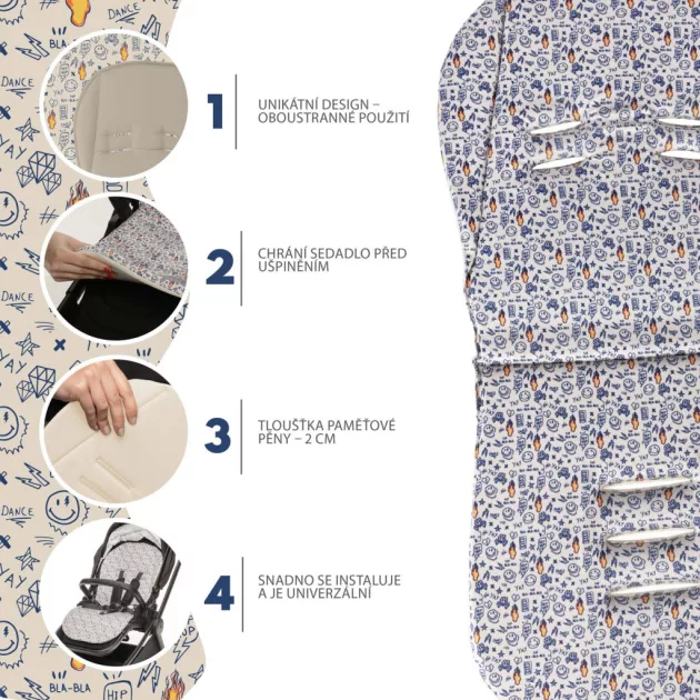 Zopa Memory Foam babakocsi párna Comfort - Emoji Beige