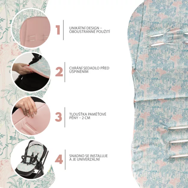 Zopa Memory Foam babakocsi párna Comfort - Jungle Pink