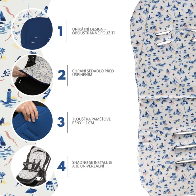 Zopa Memory Foam babakocsi párna Comfort - Sailor Blue