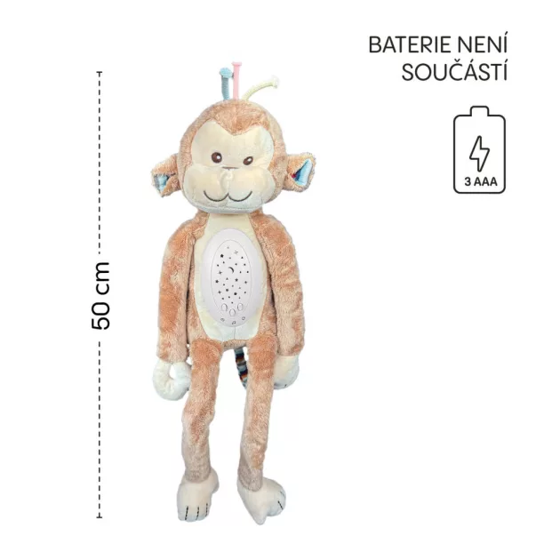 Zopa Plüss alvójáték égbolt projektorral és dallamokkal - Monkey
