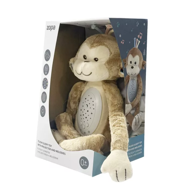 Zopa Plüss alvójáték égbolt projektorral és dallamokkal - Monkey