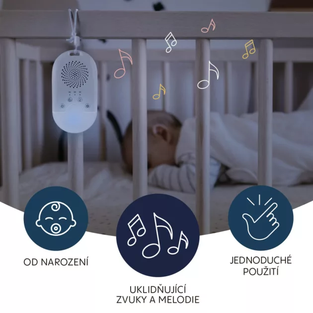 Zopa Hordozható LED-es éjjeli fény, fehér zajjal és hangokkal White
