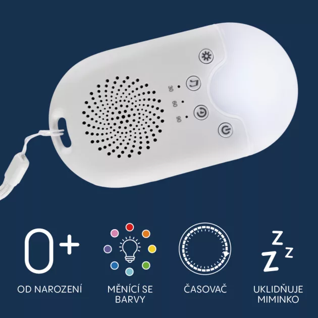 Zopa Hordozható LED-es éjjeli fény, fehér zajjal és hangokkal White