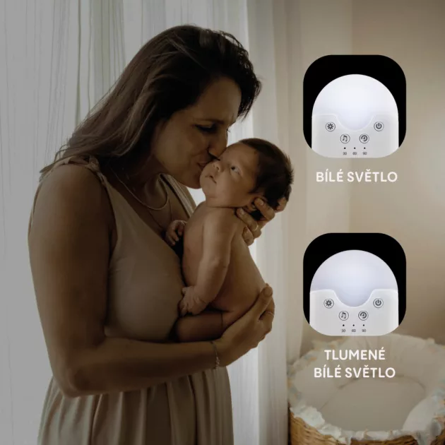 Zopa Hordozható LED-es éjjeli fény, fehér zajjal és hangokkal White