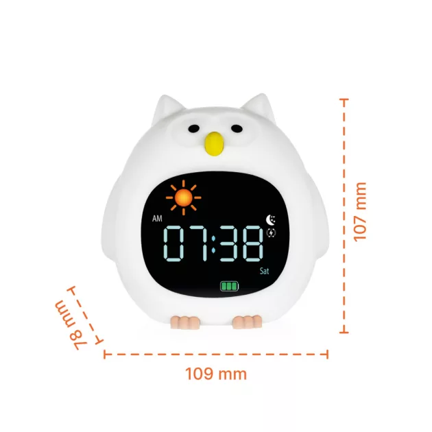 Zopa Szilikon gyermek ébresztőóra éjszakai fénnyel és zenével - Owl