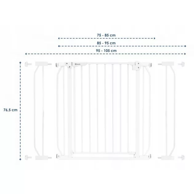 Lionelo Truus Slim biztonsági ajtórács - White (75-105 cm) 2 db toldóval!