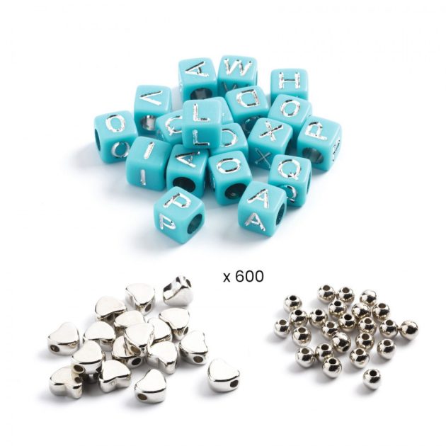 Djeco Ékszerkészítő készlet - Betű gyöngyök, ezüst - Alphabet beads, Silver