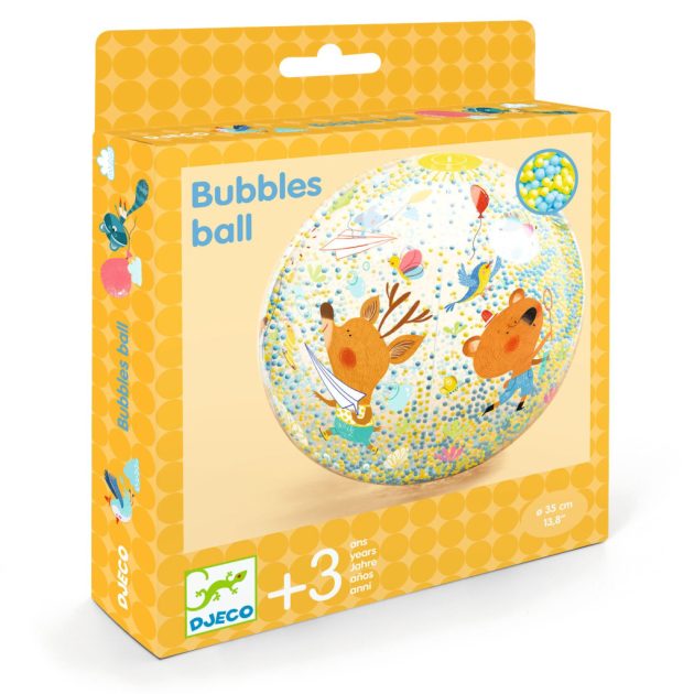 Djeco Felfújható labda, Ø 35 cm - Csörgő zörgő labda - Bubbles ball