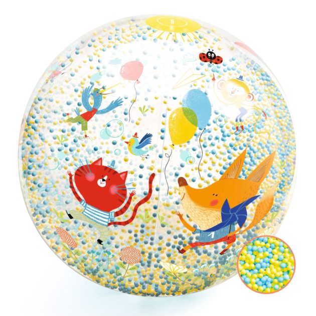 Djeco Felfújható labda, Ø 35 cm - Csörgő zörgő labda - Bubbles ball