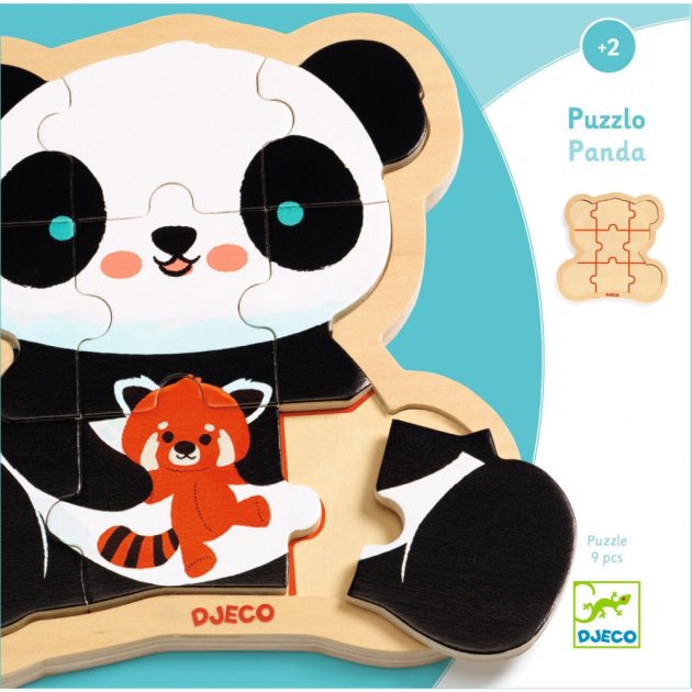 Djeco Fa puzzle - Panda, 9 db-os - Puzzlo Panda