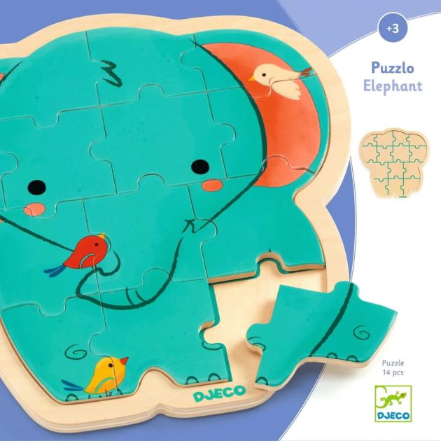 Djeco Fa puzzle - Elefánt, 14 db-os - Puzzlo Elephant