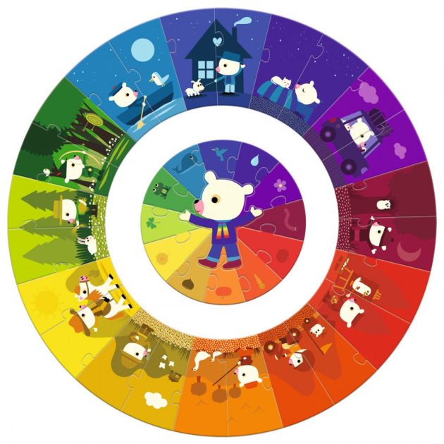 Djeco Óriás körpuzzle - Mackó színes világa - Colors 