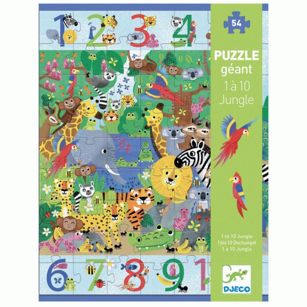 Djeco Megfigyeltető puzzle - Dzsungelben 1-10-ig, 54 db-os - 1 to 10 Jungle