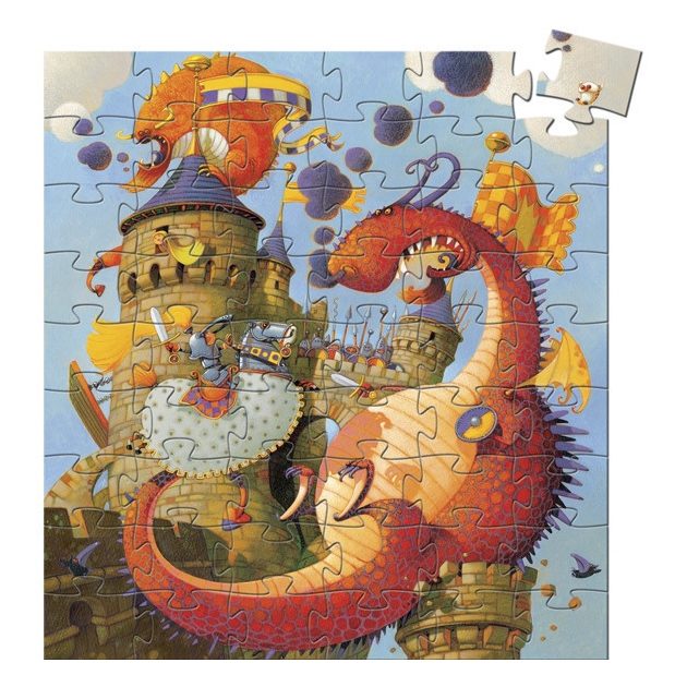 Djeco Formadobozos puzzle - Vaillant és a sárkány - Vaillant and the dragon