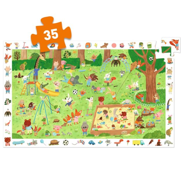 Djeco Megfigyeltető puzzle - Kisbarátok a kertben, 35 db-os - Little friends' garden