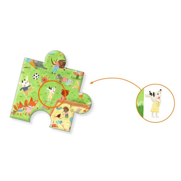 Djeco Megfigyeltető puzzle - Kisbarátok a kertben, 35 db-os - Little friends' garden