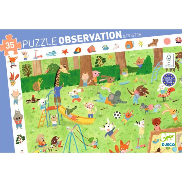 Djeco Megfigyeltető puzzle - Kisbarátok a kertben, 35 db-os - Little friends' garden