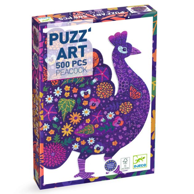 Djeco Művész puzzle - Páva, 500 db-os - Peacock