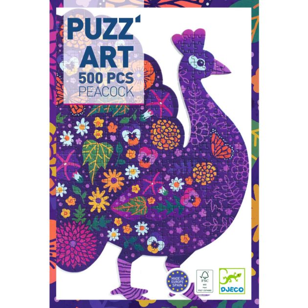 Djeco Művész puzzle - Páva, 500 db-os - Peacock