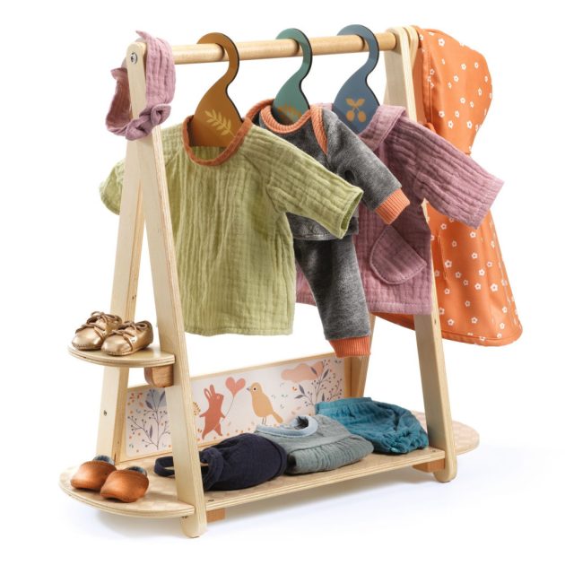 Djeco: Pomea Nagy ruhafogas 3 vállfával - Large clothes rack, 3 hangers