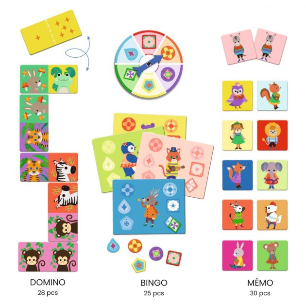 Djeco Társasjáték - Kis barátok bingo, memória, dominó - Little friends