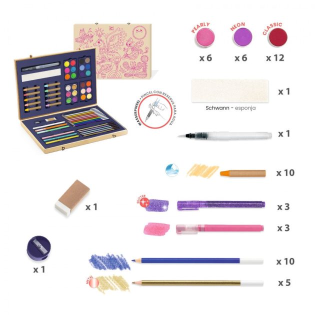 Djeco Kreatív eszközök - Festő és rajz készlet - Sparkling box of colours