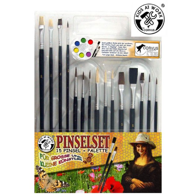 Kids at Work Ecsetkészlet - 15 féle ecset + 1 festő paletta