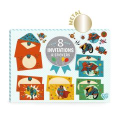 Djeco Meghívó készlet Szuperhős egy napra - Pow ! Bang !