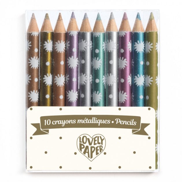 Djeco Mini metálszínű ceruza, 10 szín - 10 Chichi mini metalic pencils