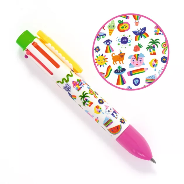 Djeco Hatszínű golyóstoll Fluoreszkáló színek - Rainbow pen Sarah