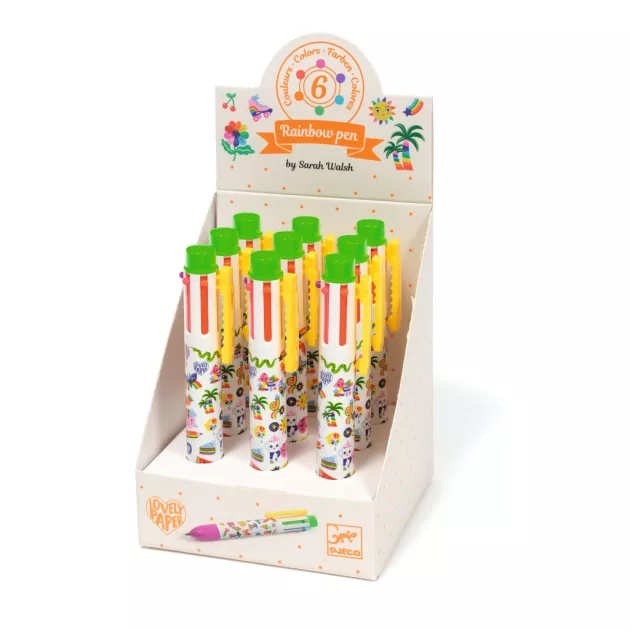 Djeco Hatszínű golyóstoll Fluoreszkáló színek - Rainbow pen Sarah