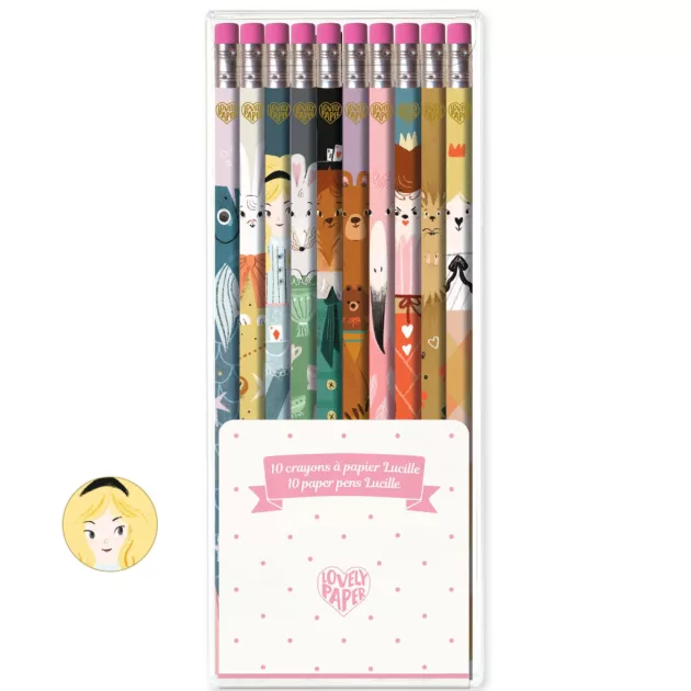 Djeco Lovely Paper Grafitceruza radíros végű Lucille 10 db-os készlet - 10 Lucille pencils